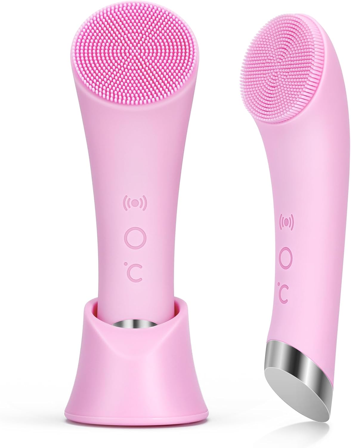 PRITECH Facial Cleansing Brush, Rechargeable Silicone Face Scrubber with Heat Massage End, Vibrating Exfoliator Scrubber for Deep Cleaning, Waterproof Face...
