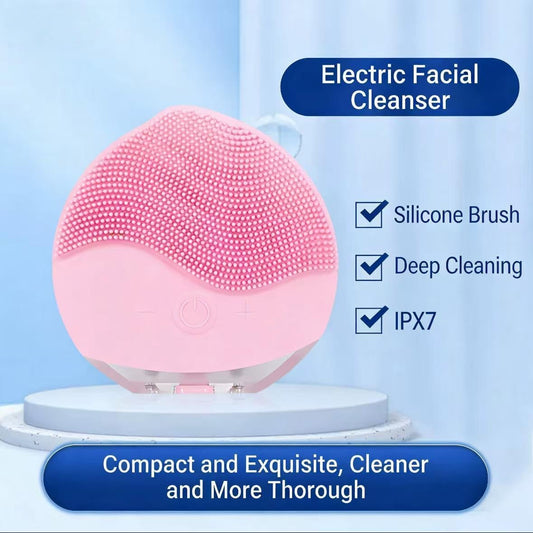 Facial Cleansing Brush | Anti Aging Face Massager | Enhances Absorption of Facial Skin Care Products | for Clean & Healthy Face Care | Simple & Easy | Waterproof (Pink)