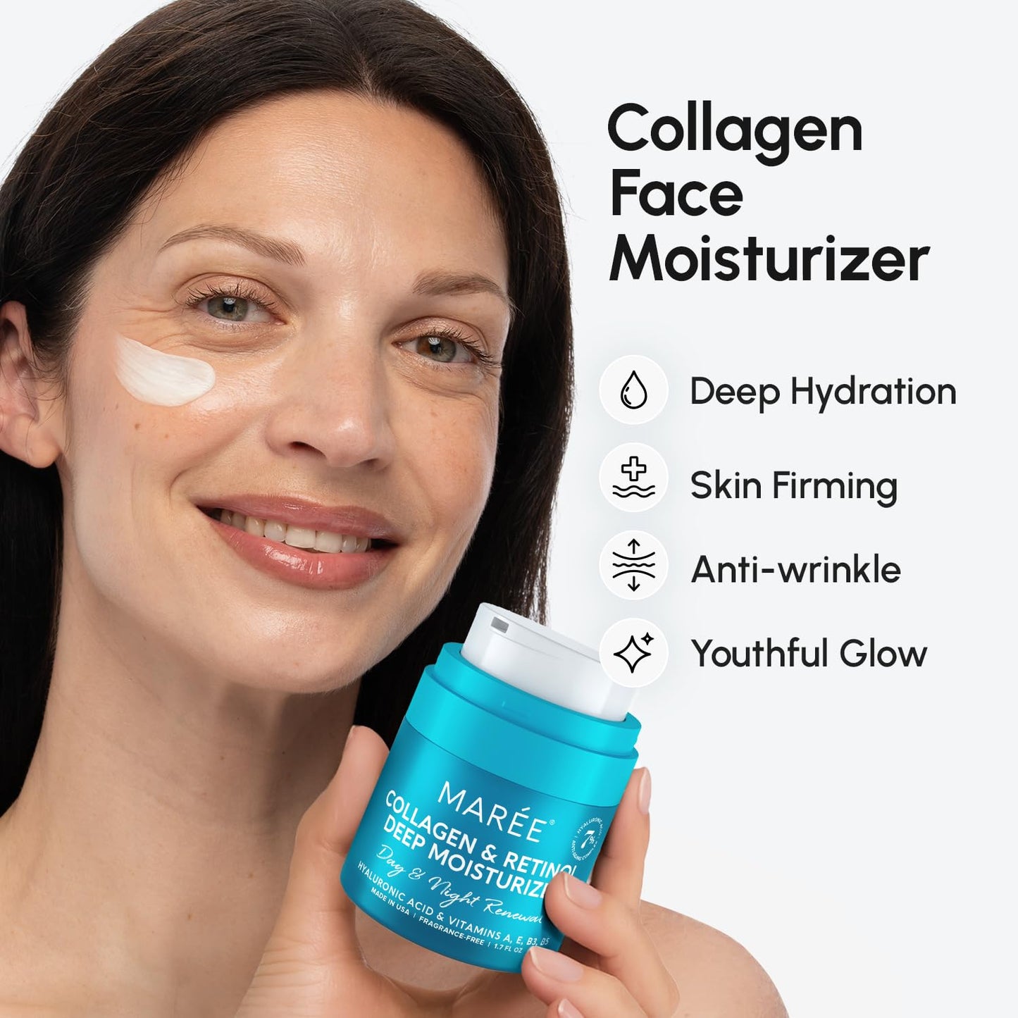 MAREE Face Moisturizer Retinol Cream for Face – Daily Wrinkle Cream for Women – Anti-Aging Face Cream – Facial Moisturizer with Collagen – Crema Hidratante...