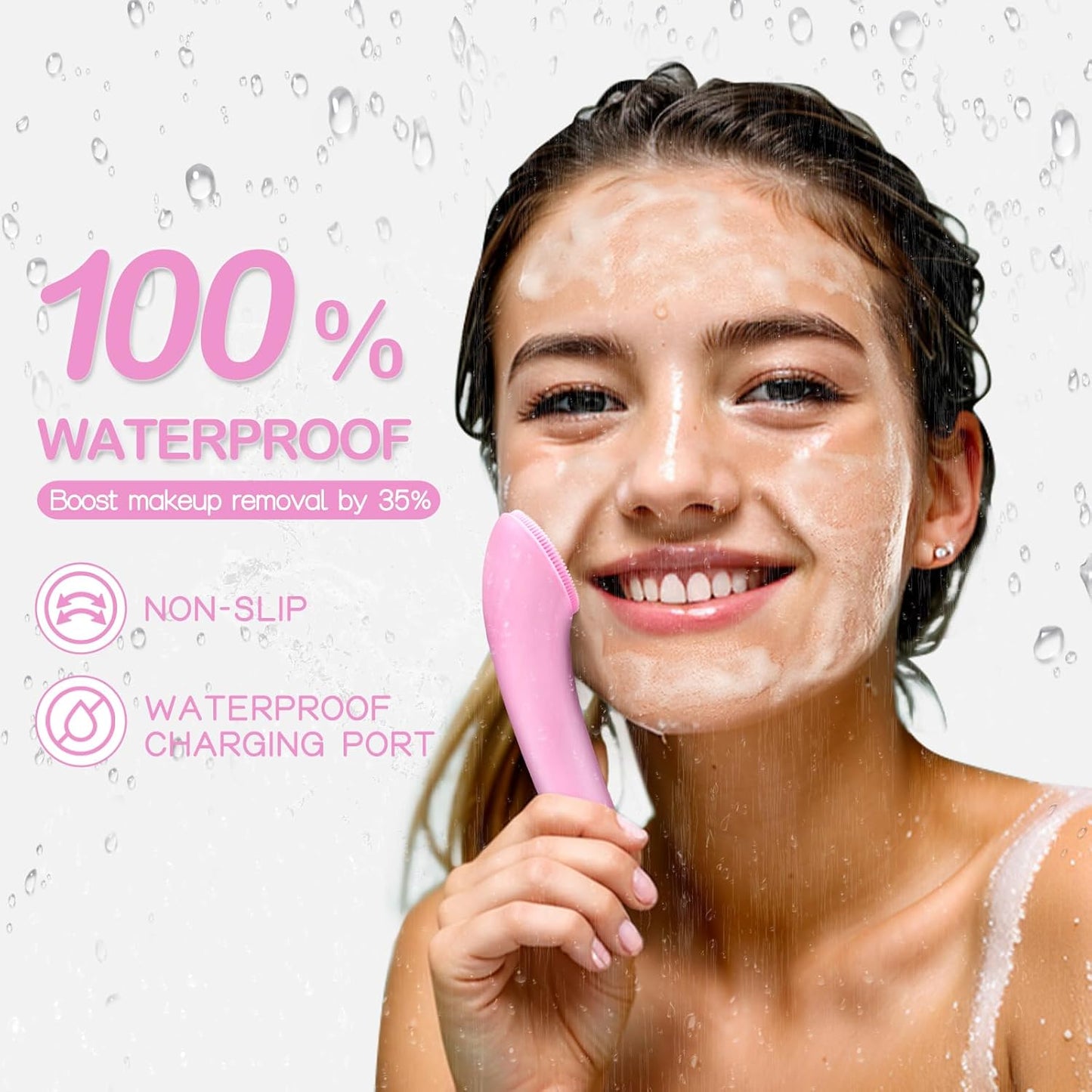 PRITECH Facial Cleansing Brush, Rechargeable Silicone Face Scrubber with Heat Massage End, Vibrating Exfoliator Scrubber for Deep Cleaning, Waterproof Face...