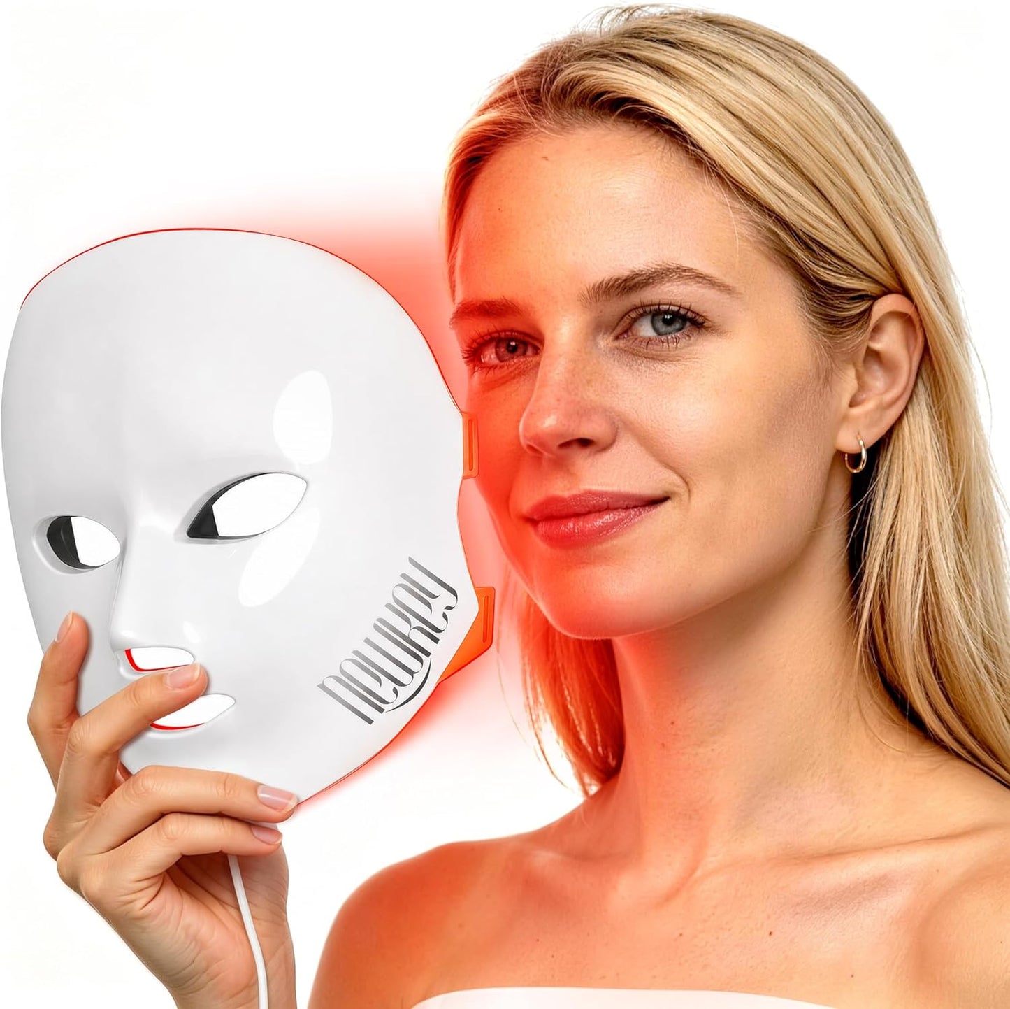NEWKEY 4D LED Red Light Therapy Mask for Face Skin Glowing,630nm Led Light Therapy Face Mask Anti Wrinkle, Blue Light Therapy Face Mask for Acne,Home use...